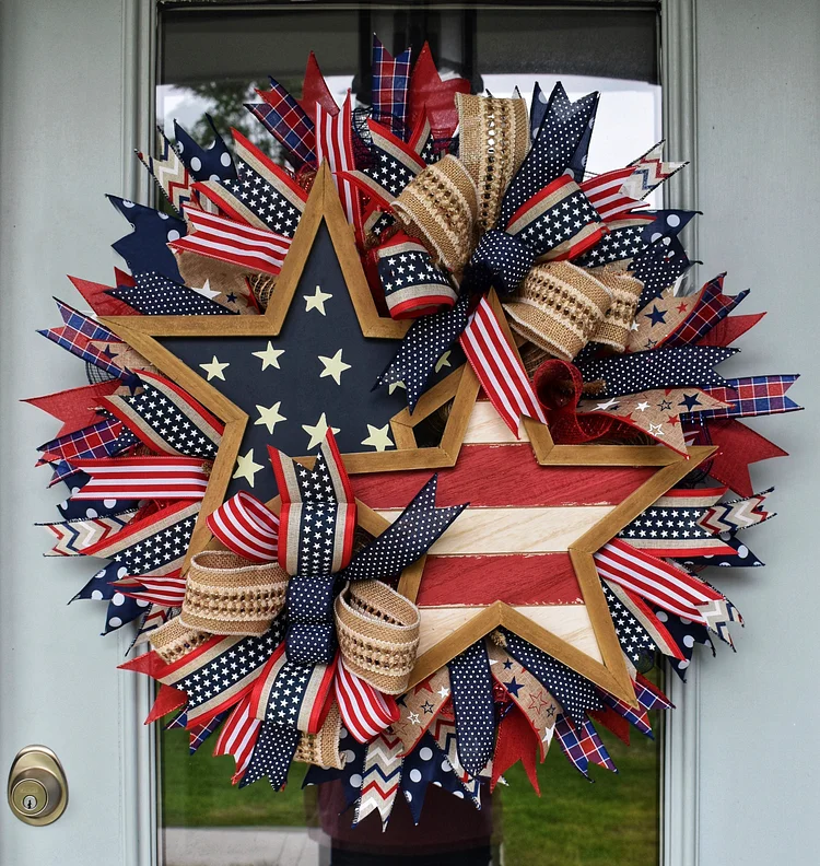 🔥kukelife🔥Rustic Patriotic Stars Wreath