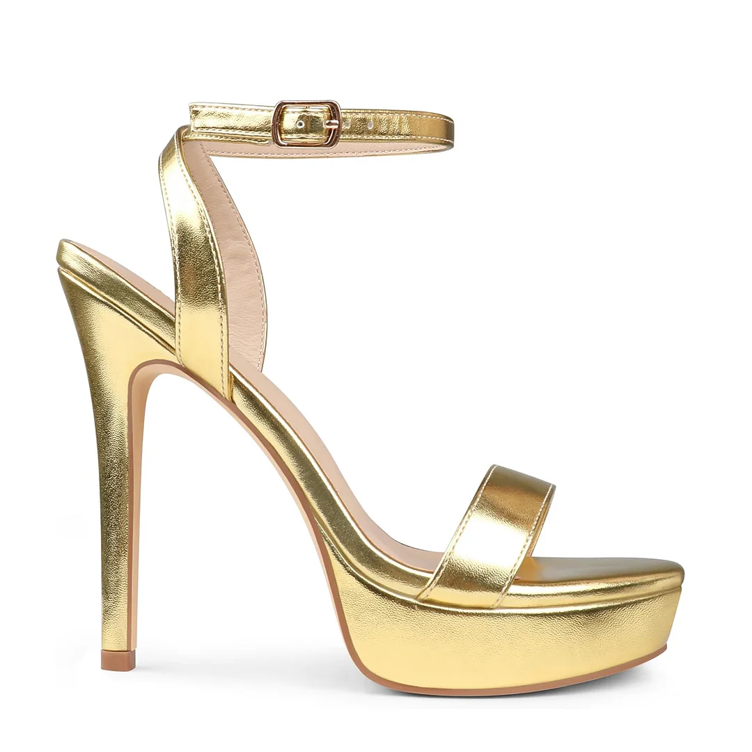 130mm Open Toe Platform Sandals Ankle Strap High Heel Matte Summer Shoes-MERUMOTE