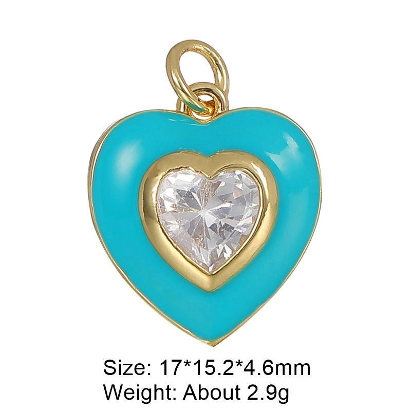 1 Piece 29 * 16mm Copper Artificial Gemstones Heart Shape Jewelry Accessories Pendant Chain