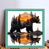Silhouette Bear Forest-11CT Stamped Cross Stitch 45*45cm/17.72*17.72in