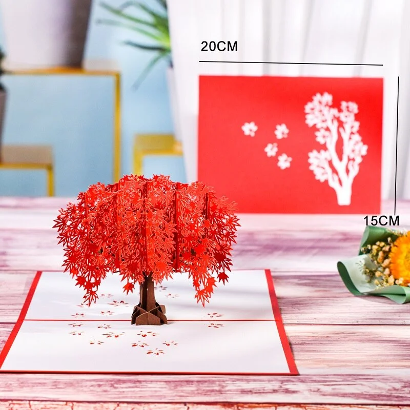 10 Pack 3D Maple Tree Pop-Up Flower Card for Mothers Day Birthday Anniversary All Occasions Greeting Cards