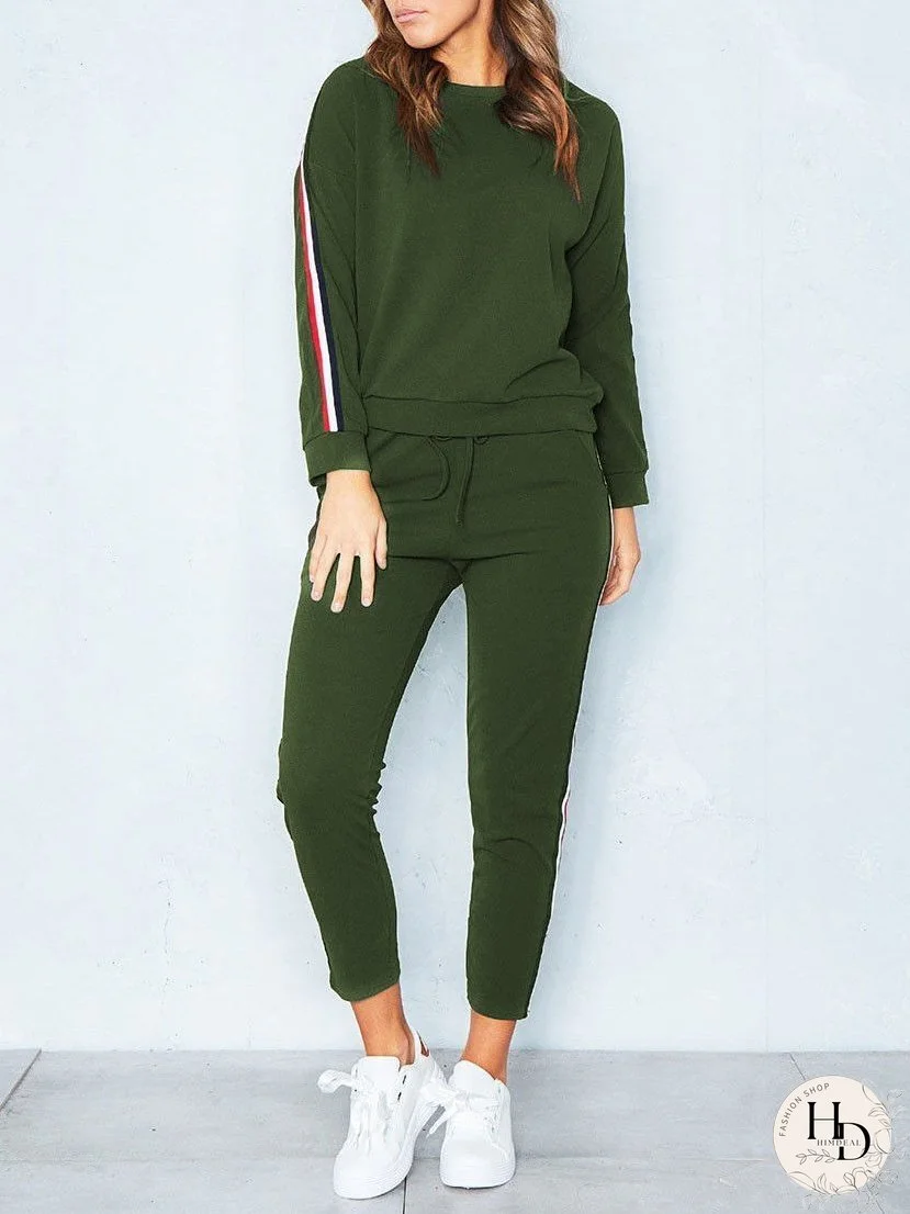 Women's Sets Solid Sports Long Sleeve Trousers Two-Piece Suit