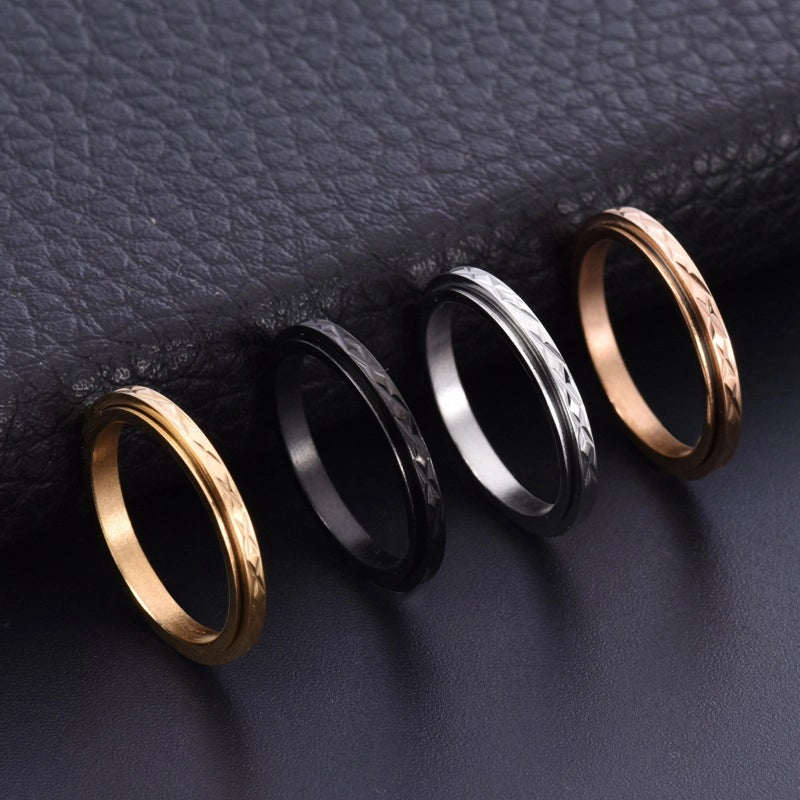 Minimalist Solid Color Titanium Steel Polishing Women's Rings Anxiety Ring Punk Rings
