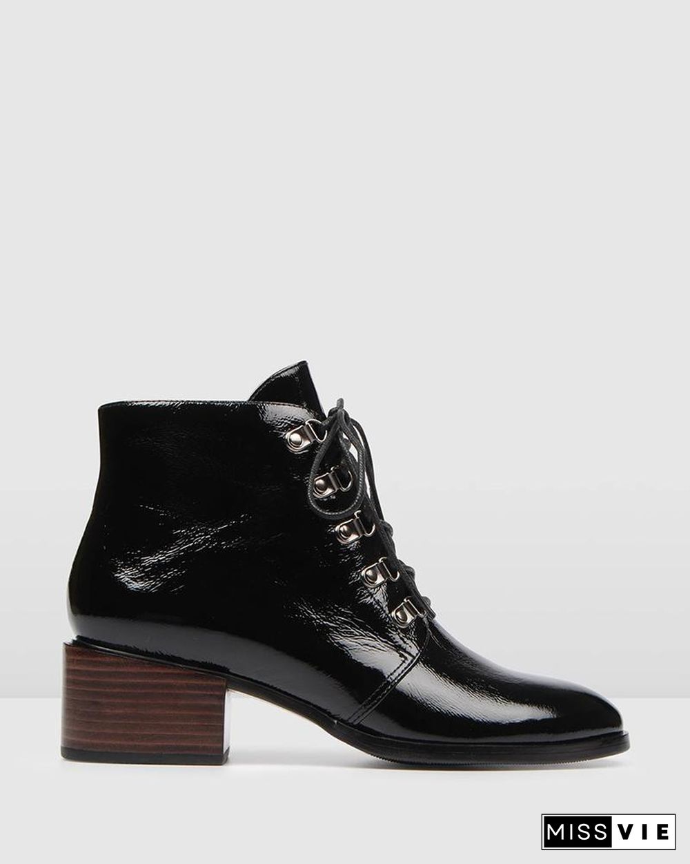 Lace-Up Pointed Heeled Boots