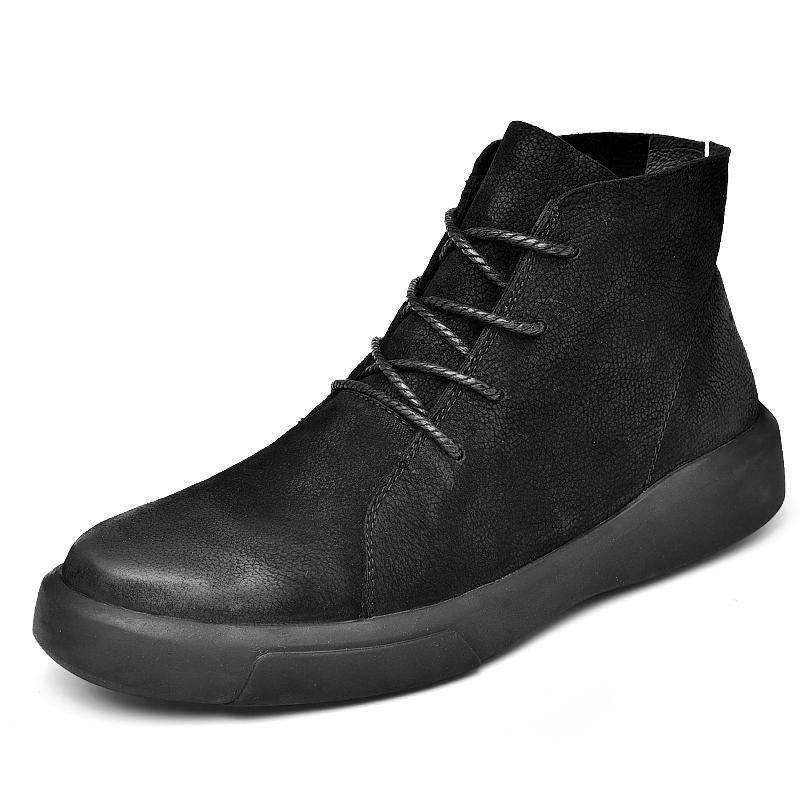 Brand Winter Men's Snow Boots Ankle Boots Man Genuine Leather Plush Warm Men Motorcycle Boots Autumn Outdoor Shoes Size 37-47