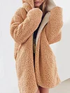 Fashion Lambskin Solid Color Long Sleeves Hooded Coat
