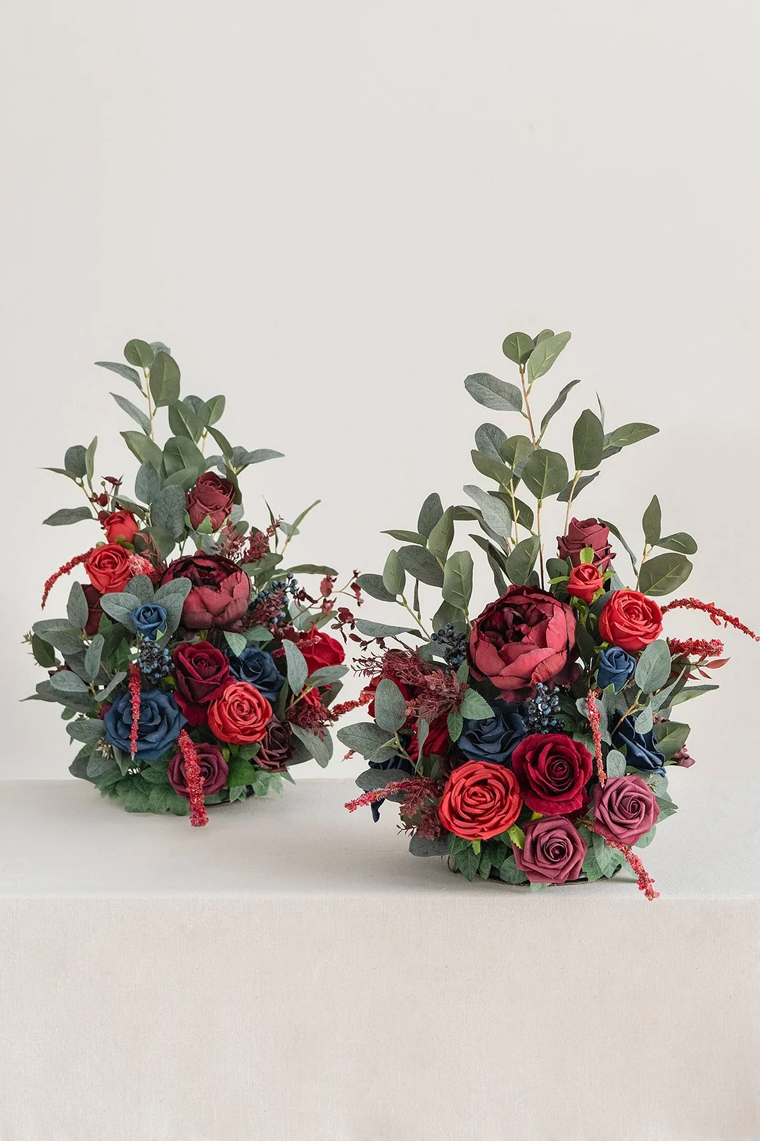 Free-Standing Flower Arrangements in Burgundy & Navy