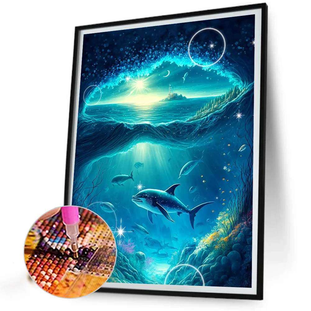 Full Round Diamond Painting 30*40cm - Deep Sea Dolphin