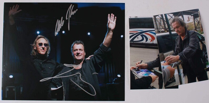 John Wetton & Eddie Jobson Signed Autographed 'u.k.' Glossy 8x10 Photo Poster painting - Coa Matching Holograms