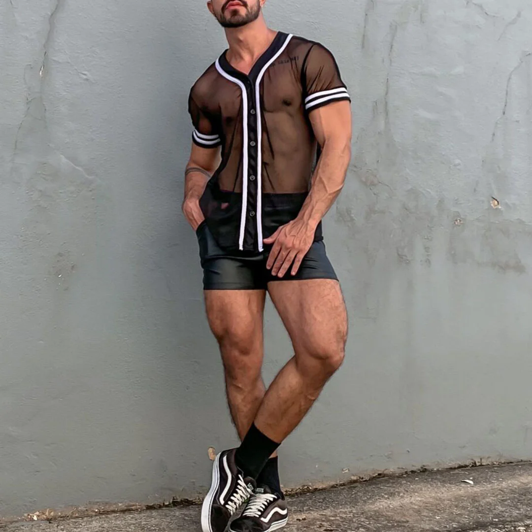 Men's Sexy Mesh Sheer Shirt-inspireuse