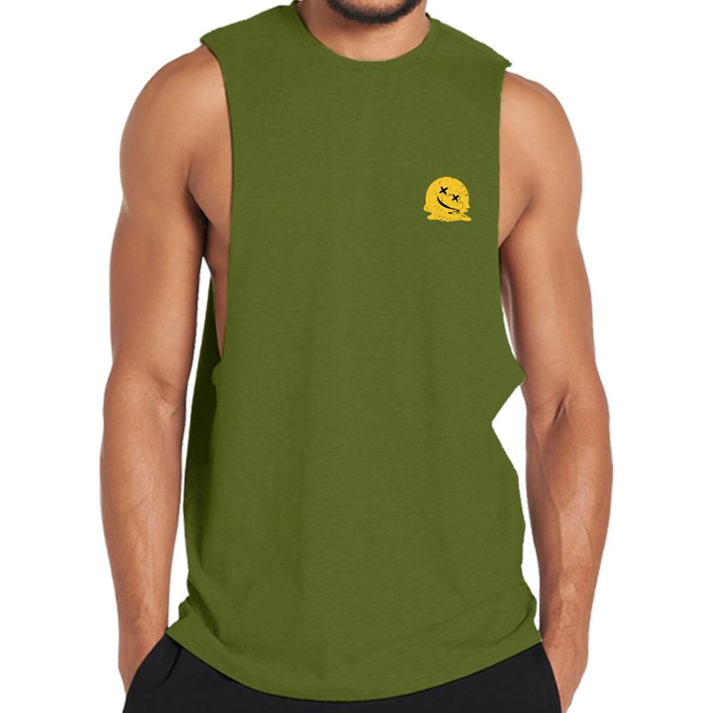 Cotton Smiley Face Workout Tank Top tacday