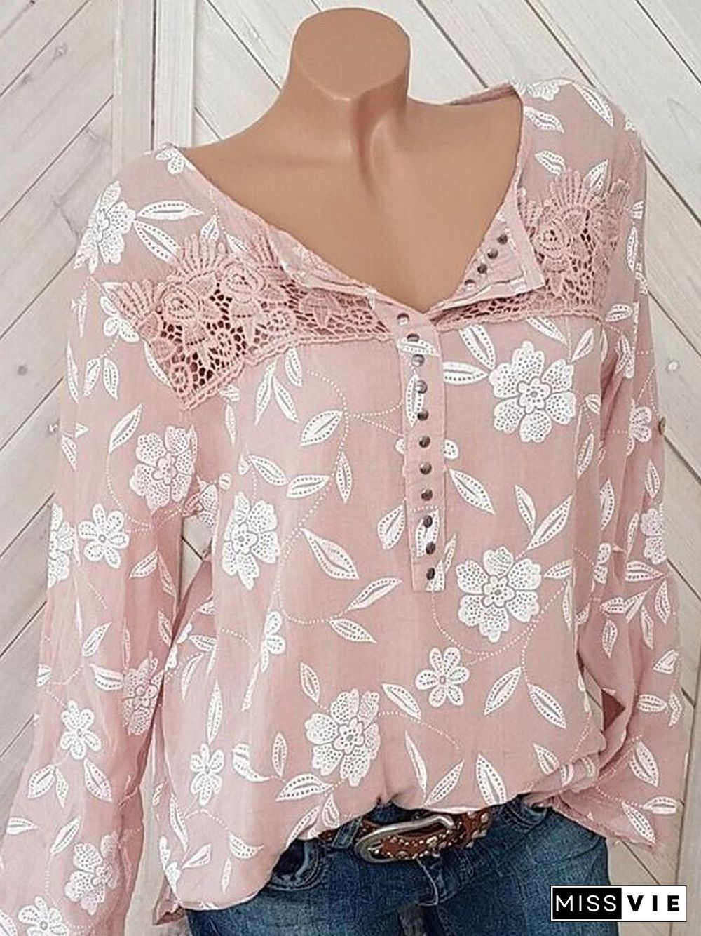 Women's Blouse Shirt Floral Flower Long Sleeve Print Round Neck Tops Basic Top
