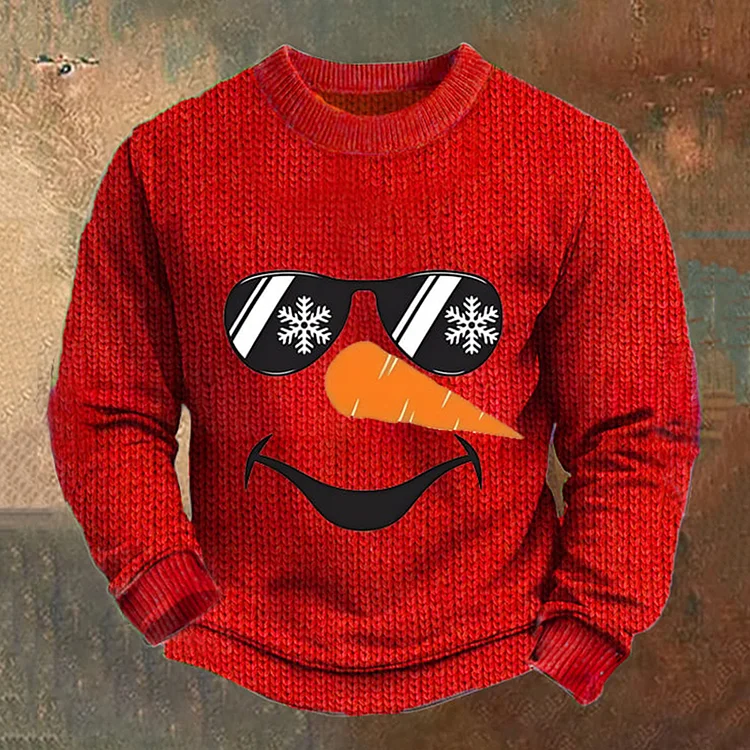 Men's Stylish Red Snowman Christmas Sweater
