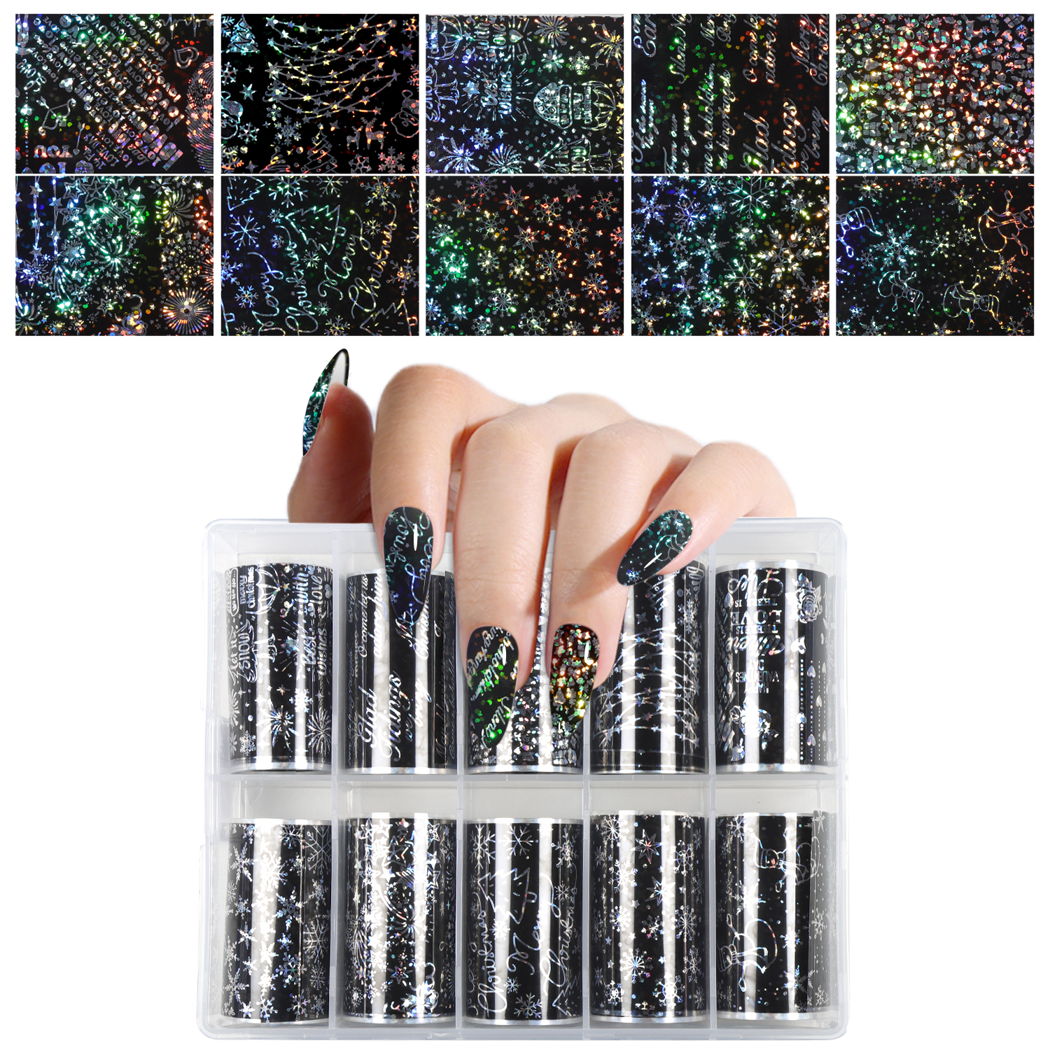 Holographic Fireworks Nail Transfer Foil 12 styles