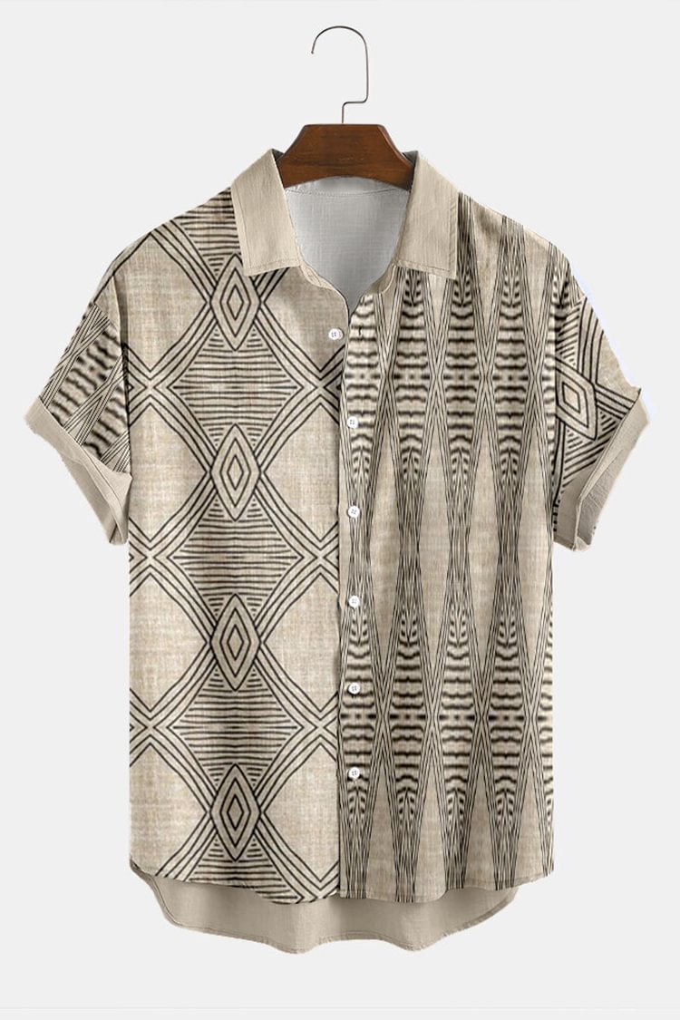 Stylish Asymmetric Geometry Short Sleeve Shirt