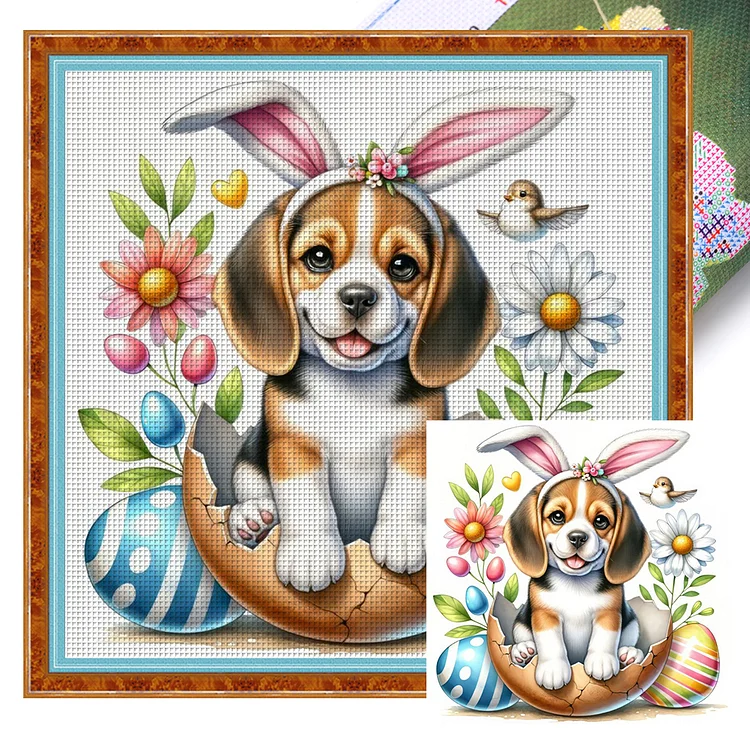 【Yishu Brand】Easter Beagle (40*40cm) 11CT Stamped Cross Stitch gbfke
