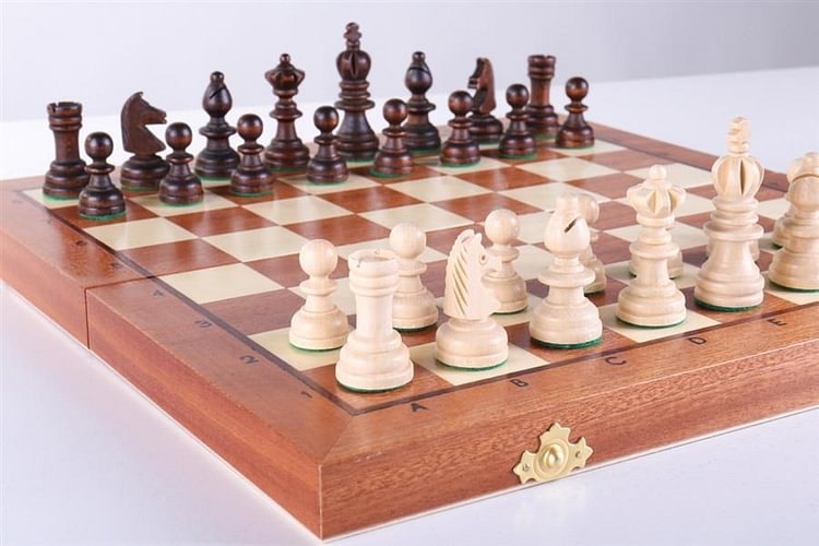 13 3/4" Olympic Small Intarsy Wooden Chess Set