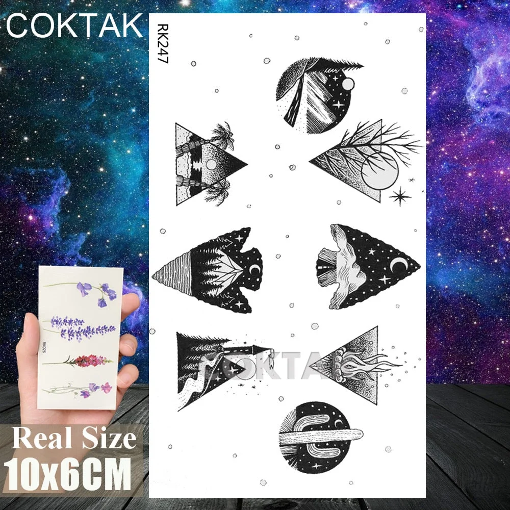 Lovely Small Planets Temporary Tattoos Realistic Sheets Body Art Arm Tattoos Paper For Adult Kids Fake Waterpoof Tattoo Sticker