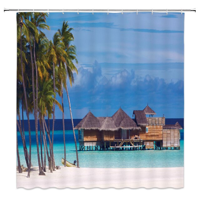 

Shower Curtain – Beach Blue Sky Tropical landscape-180*180cm, 501 Original