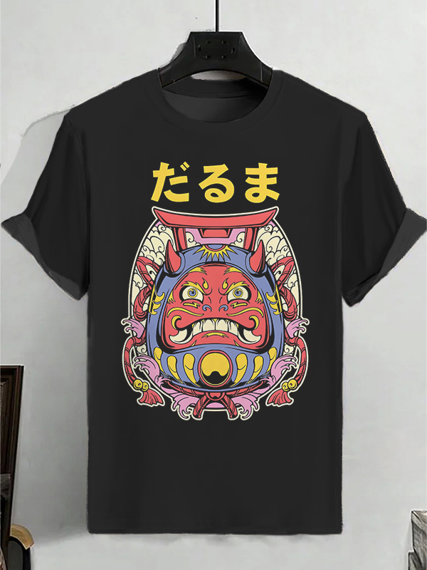 Men's Japanese Daruma Graphic Print T-Shirt
