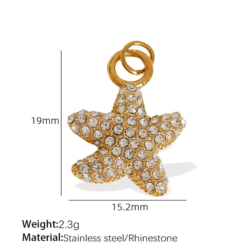 1 Piece 14.2*9.3mm 304 Stainless Steel Artificial Rhinestones 18K Gold Plated Moon Heart Shape Horseshoe Pendant Jewelry Accessories