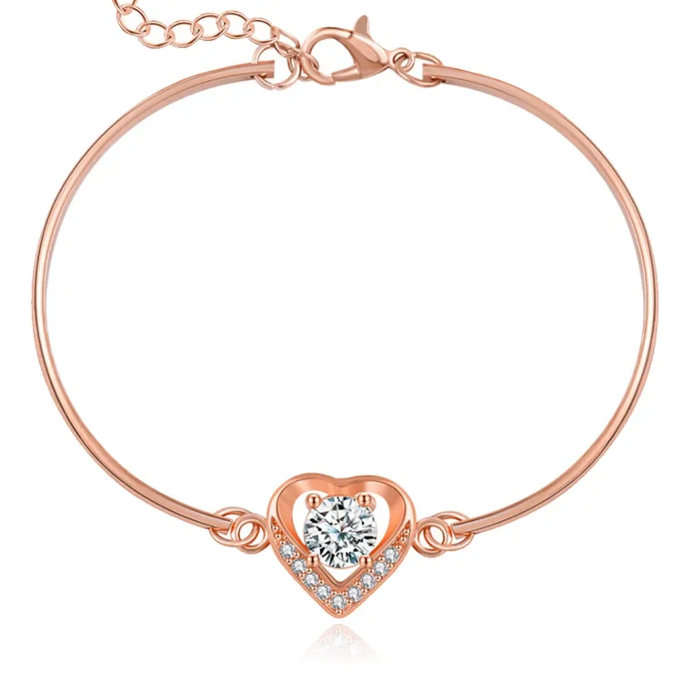 For Bonus Daughter - Always Shine Like The Brightest Star Diamond Heart Bracelet