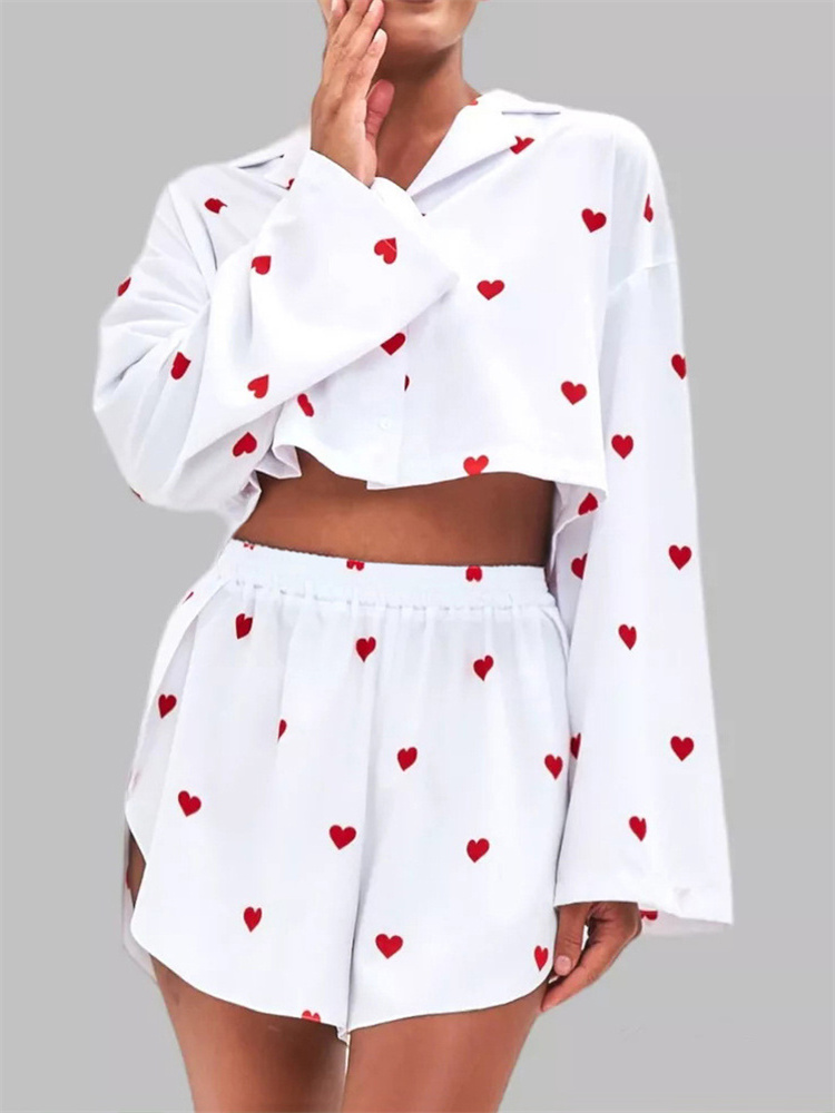 Ootddress Casual Loose 2 Piece-Set Shorts Outfits Women's Patchwork V-Neck Cropped Pullover And High Waist Shorts Female Sets 2025