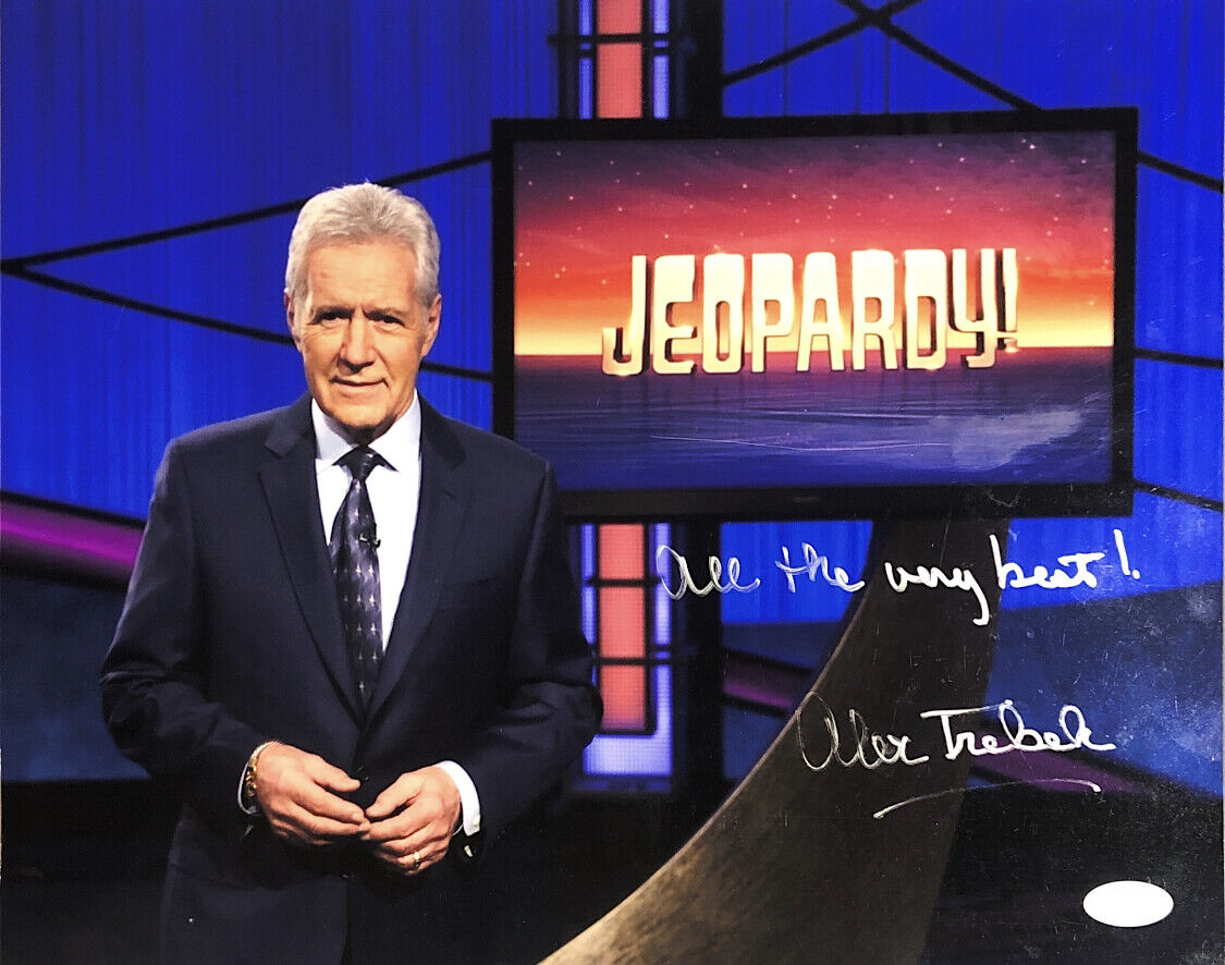 ALEX TREBEK HAND SIGNED AUTOGRAPHED 11X14 Photo Poster painting WITH JSA COA MUST SEE RARE 19