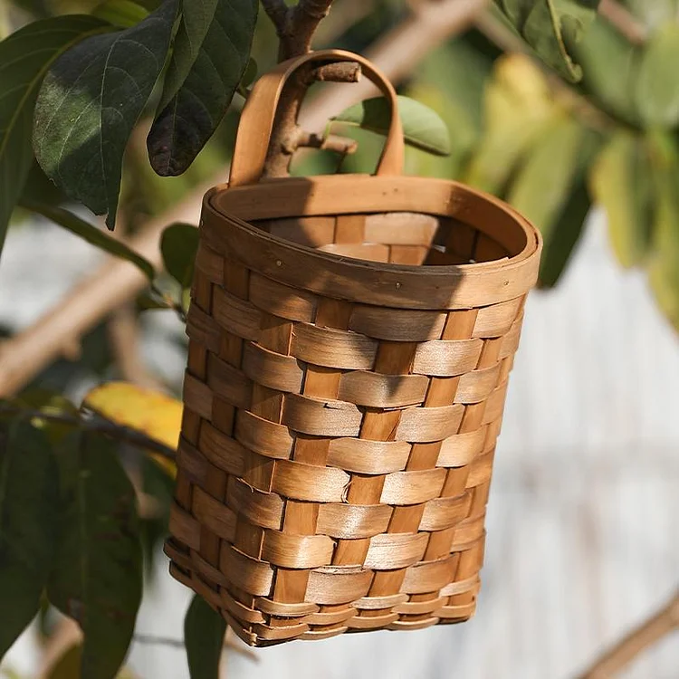 Wood Hanging Platted Storage Basket with Single Handle - Appledas