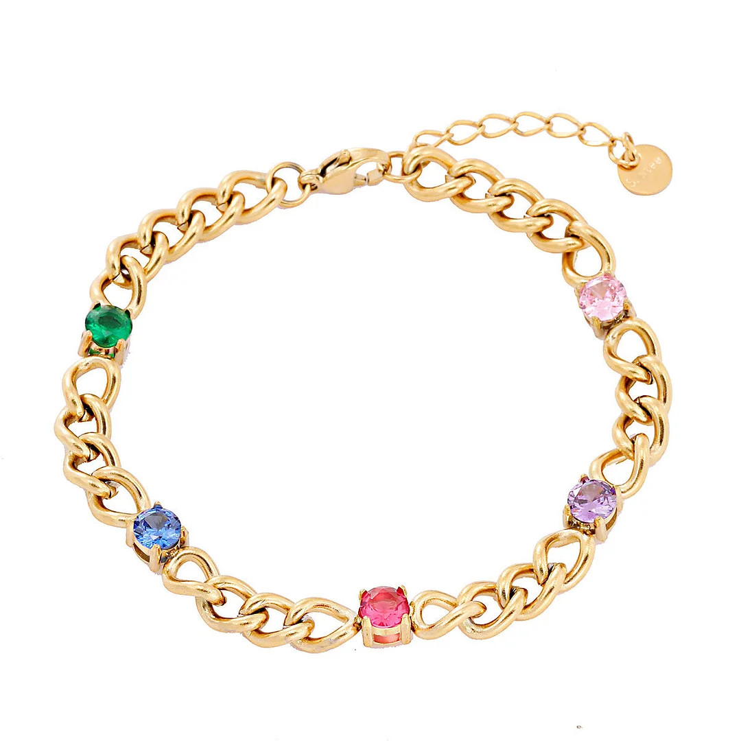 Colored Diamond Stainless Steel Bracelet