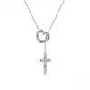  Love & Cross Pendant Necklace 925 Sterling Silver