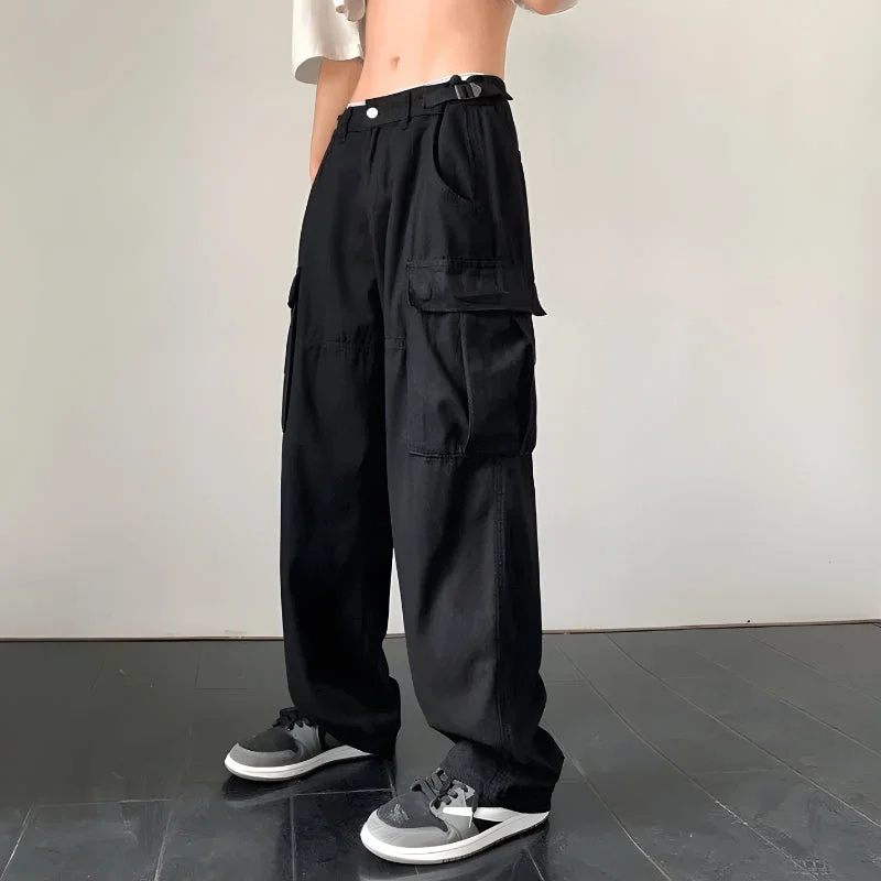 Brownm Belt Detailed Baggy Cargo Pants