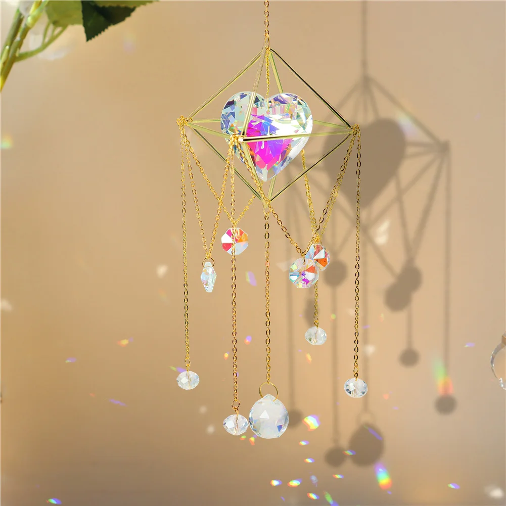 Crystal  Love Heart Hanging Metal Pendant Home Garden Car Decor