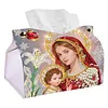 Diamond Art Painting Tissue Box Cover Wear Resist Decorative Paper Napkin Dispenser Multifunction Rhinestone PU Tissue Holder Kit for Adults Home Office Gift (Soft Glow Mother)
