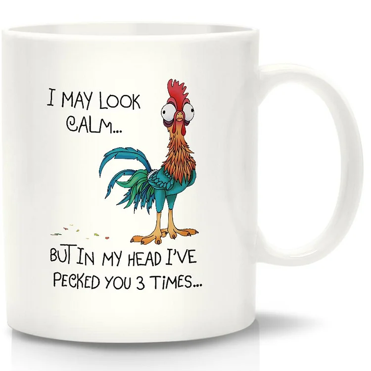 I May Look Calm Chicken White Mug-Annaletters