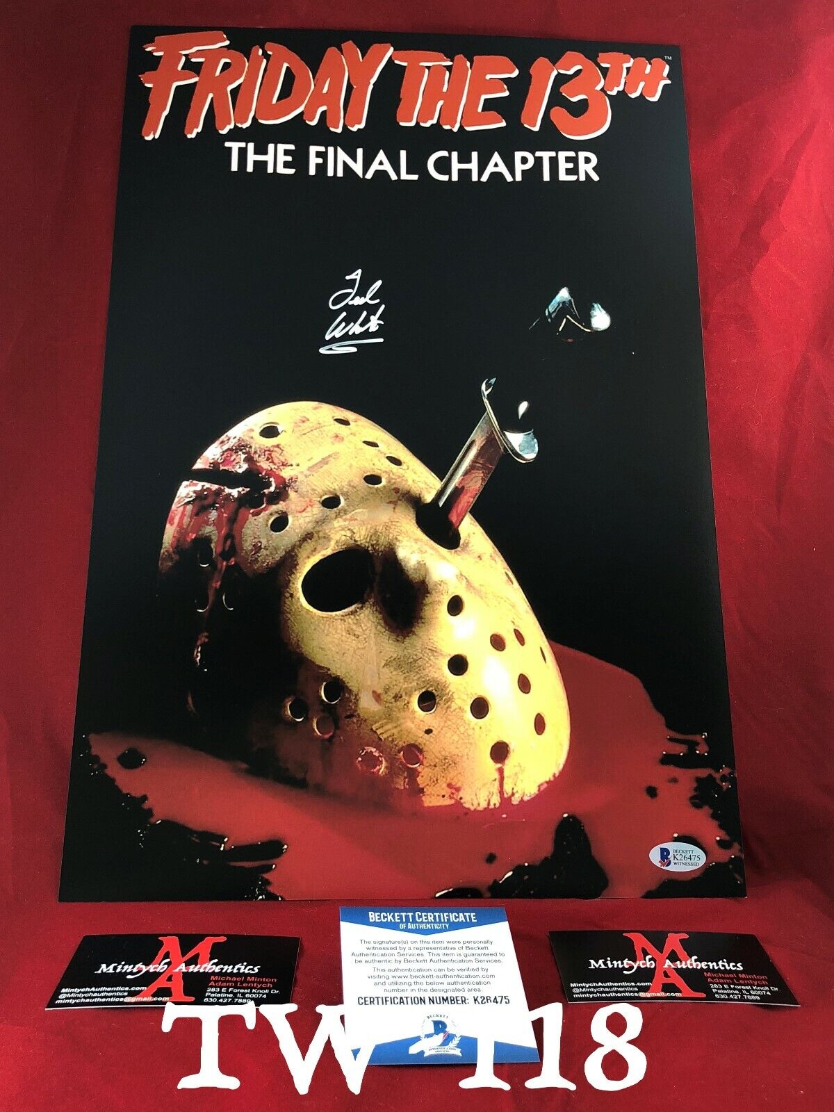 TED WHITE AUTOGRAPHED SIGNED 12x18 Photo Poster painting! JASON! FRIDAY THE 13TH! BECKETT COA!