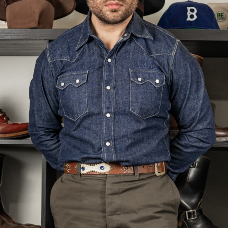 Men's Vintage Classic Indigo Denim Shirt