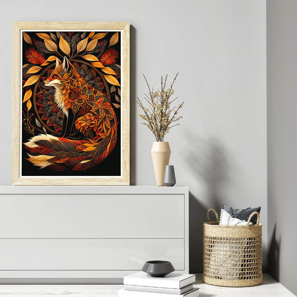 (Big Size) Dead Leaves Foxes - 11CT Stamped Cross Stitch 40*60CM