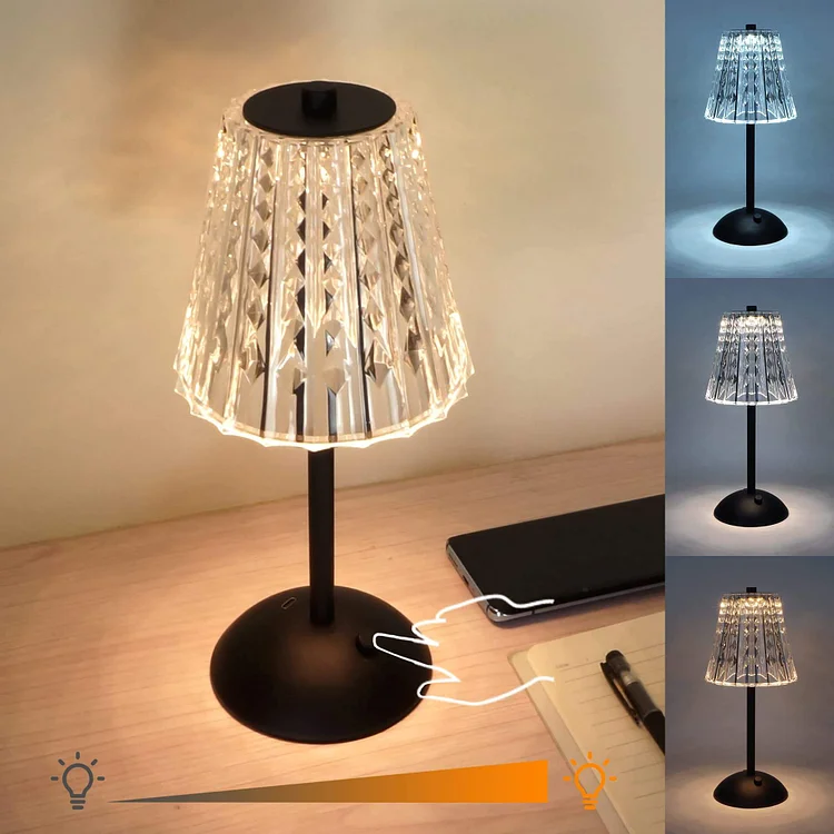 Crystal Metal Cordless Table Lamp