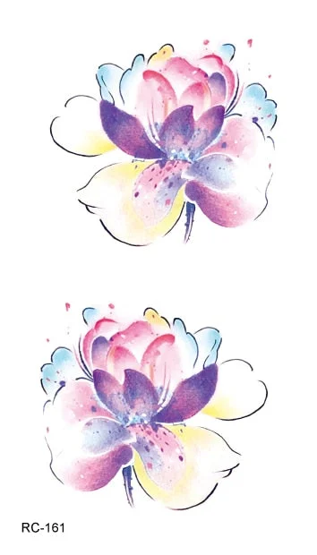 52 Kinds Watercolor Flora Lavender Waterproof Fake Tattoos Temporary Women Arm Chest Ankle Stickers Floral Body Art Tatto Flower