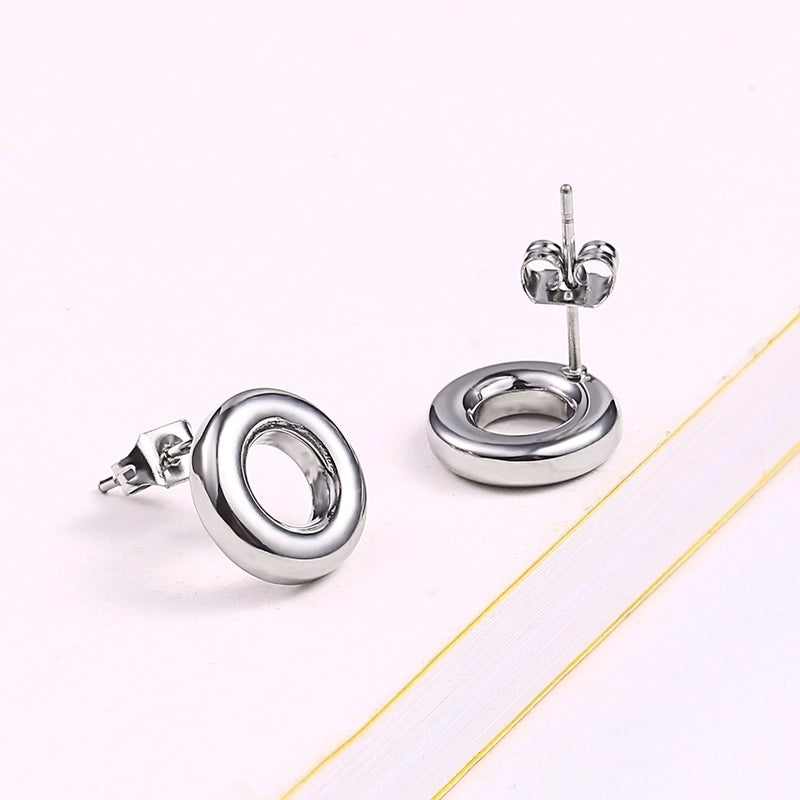 Minimalist Classic Style Circle 304 Stainless Steel 18K Gold Plated Plating Earrings Necklace