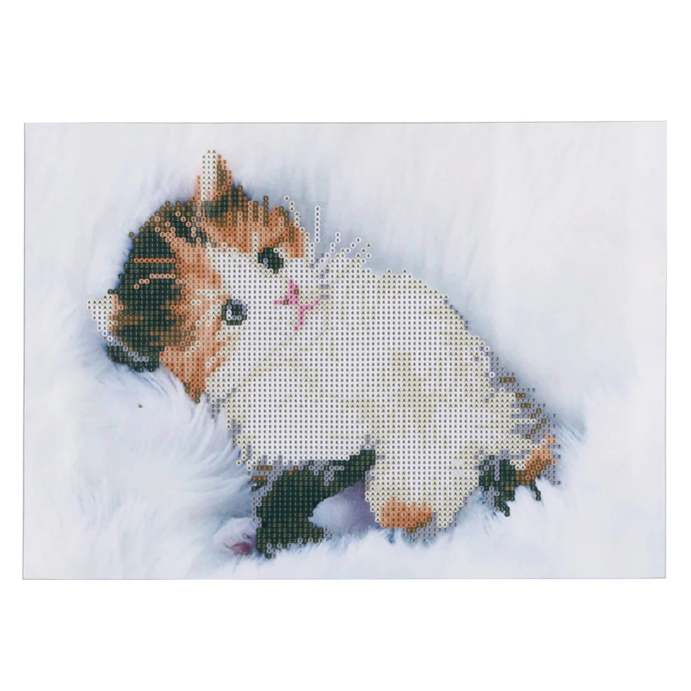 Round Diamond Painting 40*30cm - Cute Cat