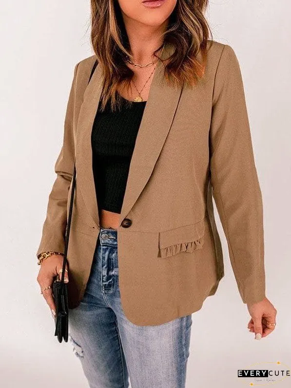 Solid Lapel Button Long Sleeve Blazers