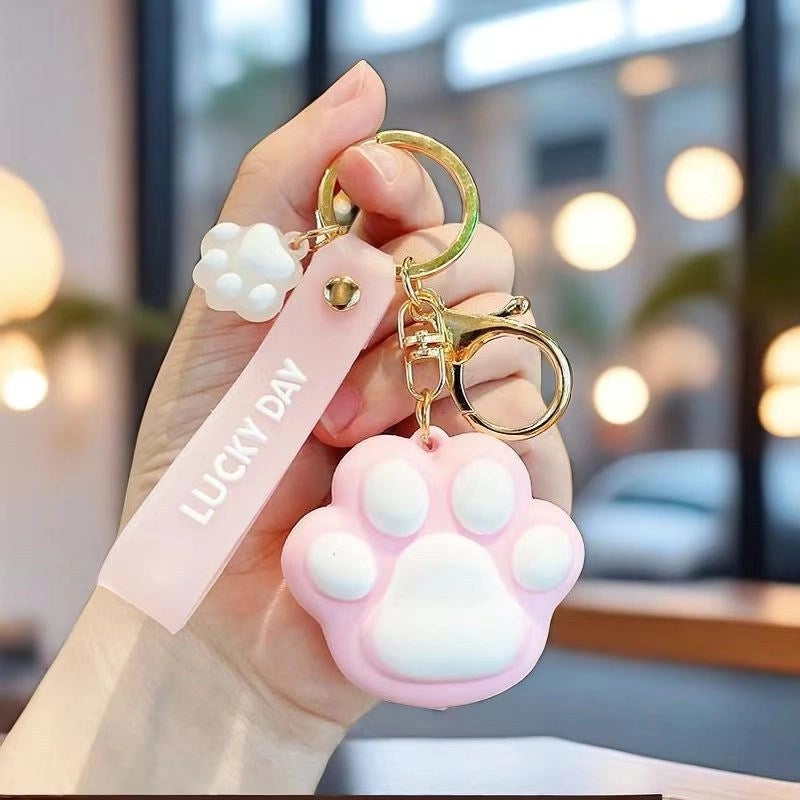 Cute Paw Print Silica Gel Unisex Bag Pendant Keychain