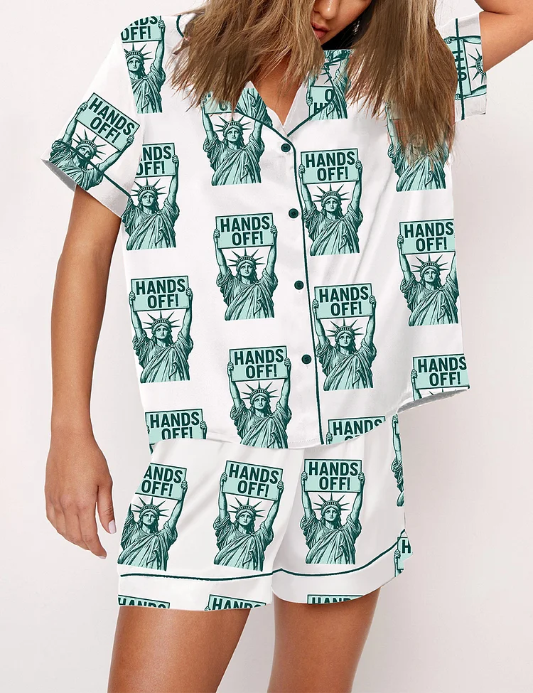 Hands Off Protest Print Pajama Set