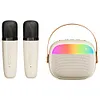 Mini Karaoke Machine Portable BT 5.3 Speaker with 2 Wireless Microphone(Blue)