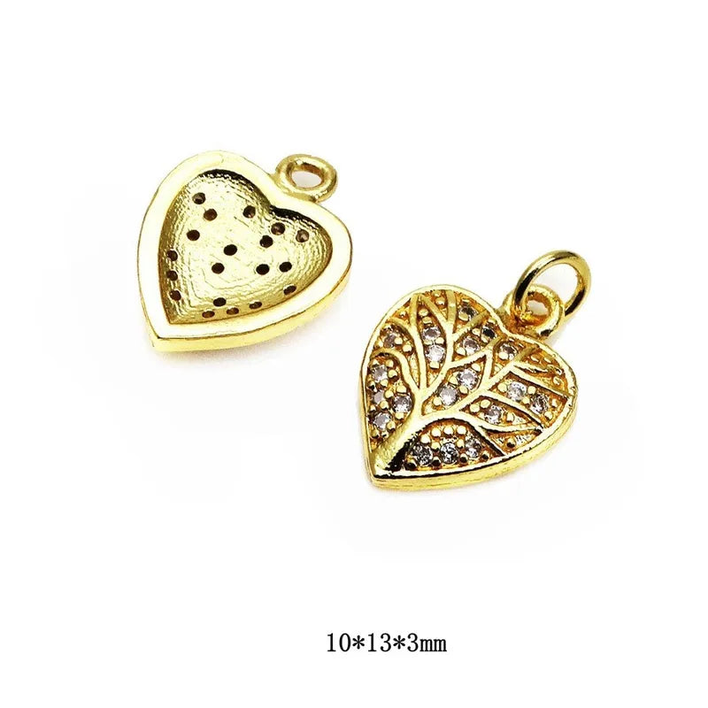 1 Piece 10*11mm 10*13mm 12*10.5mm Copper Zircon Star Heart Shape Flower Jewelry Accessories Pendant