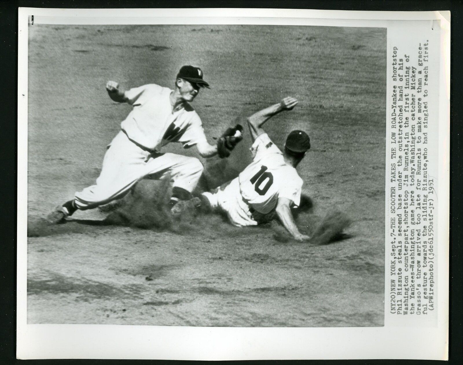 Jim Runnels & Phil Rizzuto 1951 Press Photo Poster painting from Rizzuto estate Yankees Senators