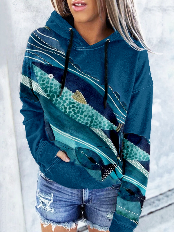 Underwater Fish Art Contrast Color Comfy Hoodie  artssus