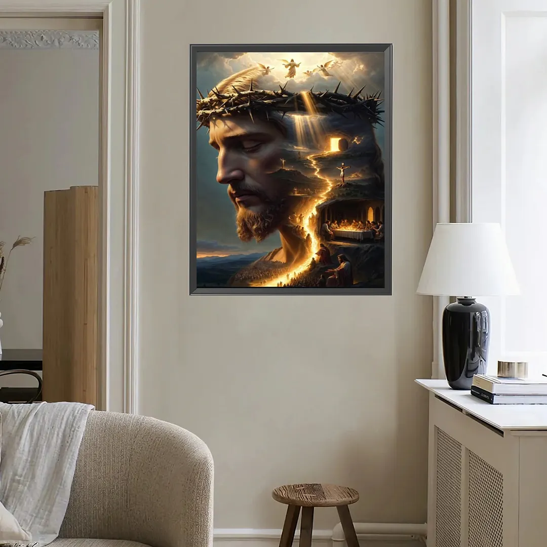 Jesus Full DIY 5D Square Drill Diamond Painting Gem Art Kits for Adults/Beginners Gift Idea Home Wall Decor Diamond Dots Paintings Picture Arts Craft 17.72x21.65In (ZQA6869)